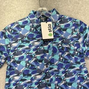 Stio Shirt Mens Small Hot Spring Brush Stroke Camo Curtis Camp Short Sleeve